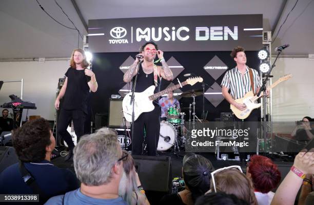 Lovelytheband performs onstage at the Toyota Music Den during the 2018 Life Is Beautiful Festival on September 23, 2018 in Las Vegas, Nevada.