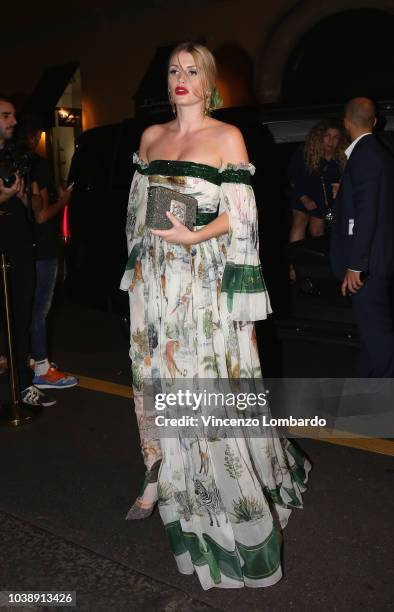 Guest arrives at the Domenico Dolce birthday party during Milan Fashion Week Spring/Summer 2019 at Four Seasons Hotel on September 23, 2018 in Milan,...