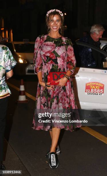 Guest arrives at the Domenico Dolce birthday party during Milan Fashion Week Spring/Summer 2019 at Four Seasons Hotel on September 23, 2018 in Milan,...