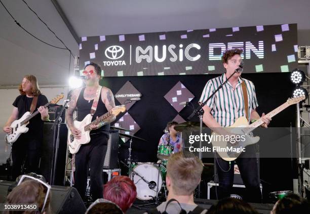 Lovelytheband performs onstage at the Toyota Music Den during the 2018 Life Is Beautiful Festival on September 23, 2018 in Las Vegas, Nevada.