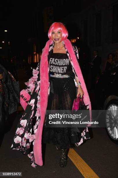 Guest arrives at the Domenico Dolce birthday party during Milan Fashion Week Spring/Summer 2019 at Four Seasons Hotel on September 23, 2018 in Milan,...