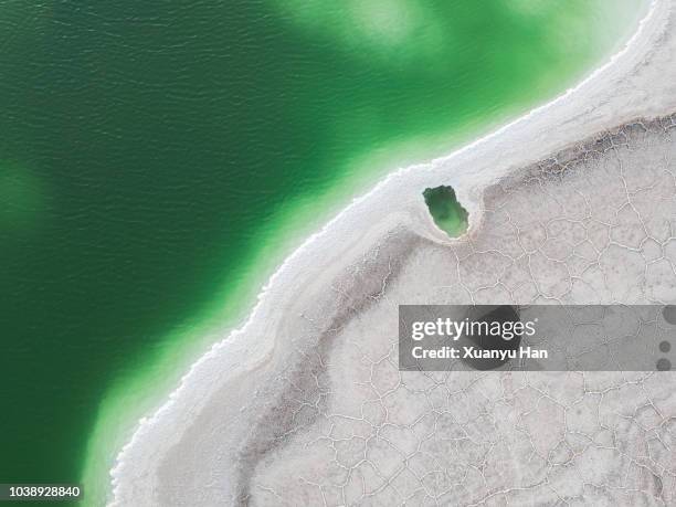 aerial view of salt lake landscape - lago salato foto e immagini stock