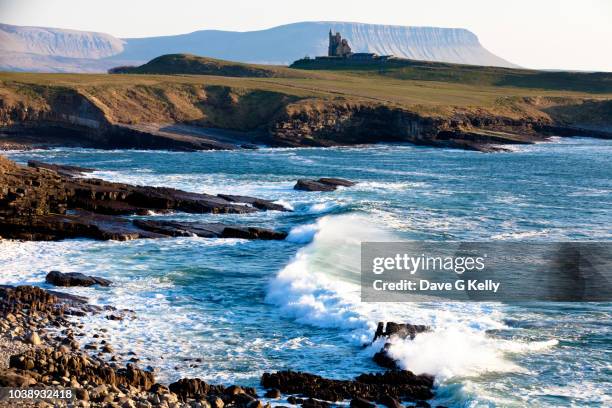 coastal view of classiebawn castle in county sligo, ireland - sligo stock pictures, royalty-free photos & images