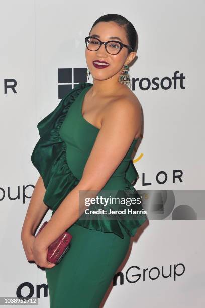 Michelle Almedia arrives at the 12th Annual ADCOLOR Conference And Awards at JW Marriott Los Angeles at L.A. LIVE on September 23, 2018 in Los...