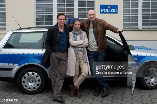 Actor Johannes Zirner as Bjoern Delbrueck , actress Yvonne Catterfeld as Commissar Viola Delbrueck and actor Goetz Schubert as Commissar Burkhard...