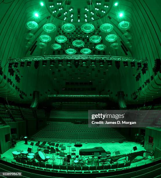 The Concert Hall is lit with green lighting at the Sydney Opera House on September 24, 2018 in Sydney, Australia. The Sydney Opera House has received...