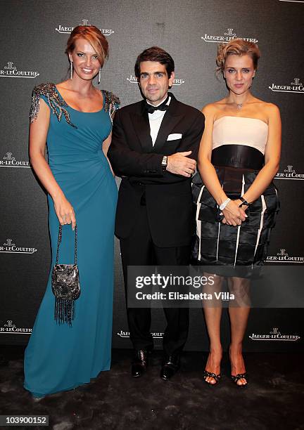 Olga Rodionova, Jaeger-LeCoultre CEO Jerome Lambert and actress Ksenia Alferova attend the Jaeger LeCoultre party during 67th Venice Film Festival at...