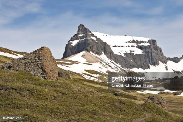 stoerurd, area in which falling rocks and avalanches are common, bakkagerdi, iceland, atlantic ocean - bakkagerdi stock pictures, royalty-free photos & images