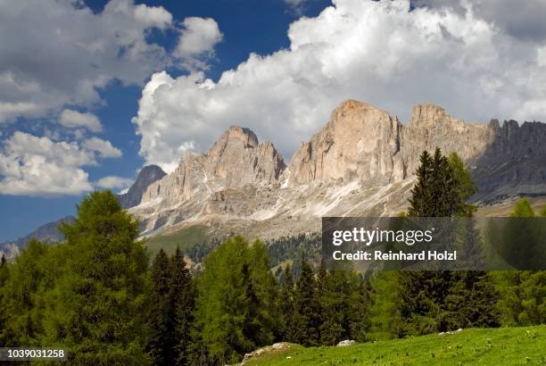 catinaccio or rosengarten massif, dolomites, bolzano-bozen, italy - catinaccio rosengarten stock pictures, royalty-free photos & images