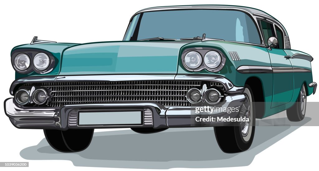 Classic Car American Sketch Vector