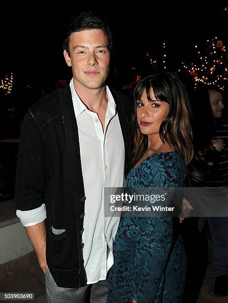 Actors Cory Monteith and Lea Michele attend the premiere of 20th Century Fox's "Glee" Season 2 held at Paramount Studios on September 7, 2010 in...
