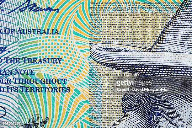 australian $10 polymer banknote, detail - australian dollar stockfoto's en -beelden