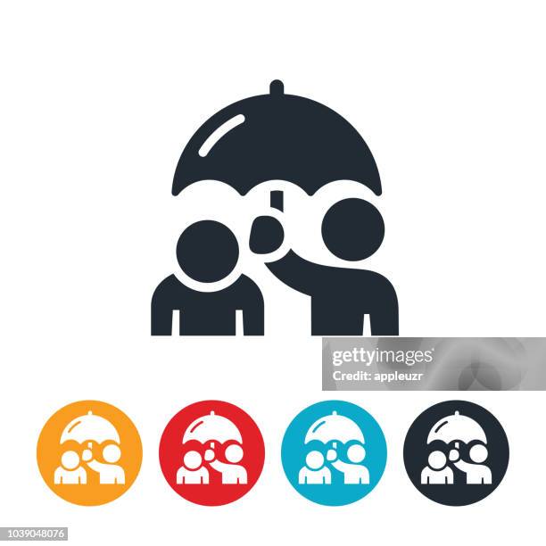 depressed person with umbrella icon - rescue icon stock illustrations