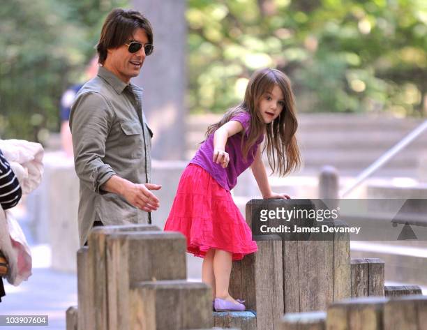 Tom Cruise and Suri Cruise visit a Central Park West playground on September 7, 2010 in New York City.