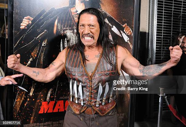 Actor Danny Trejo arrives at the Los Angeles Screening of "Machete" at the Orpheum Theatre on August 25, 2010 in Los Angeles, California.