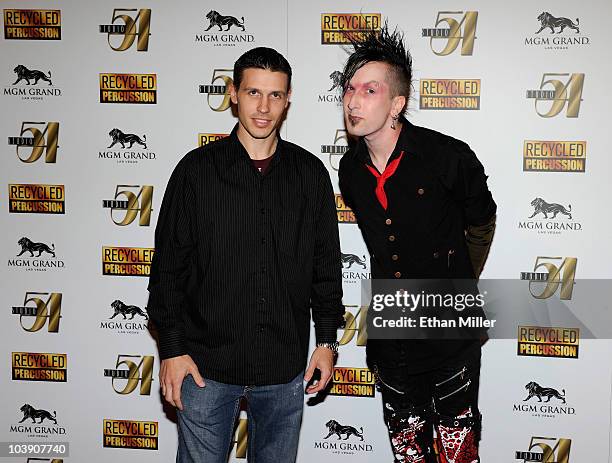 Jason Egan , owner of the Fright Dome haunted attraction at the Circus Circus Hotel-Casino, and illusionist Dan Sperry arrive at the grand opening of...