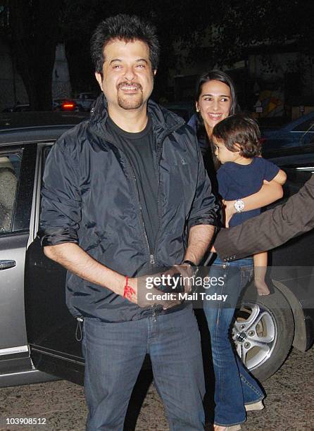 Anil Kapoor and Tara Sharma during the inauguration of artist Geeta Dass's exhibition of paintings based on Bollywood film actor Anupam Kher�s...