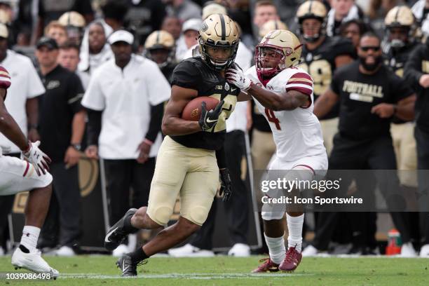 Purdue Boilermakers wide receiver Jared Sparks breaks away from Boston College Eagles defensive back Hamp Cheevers during the college football game...