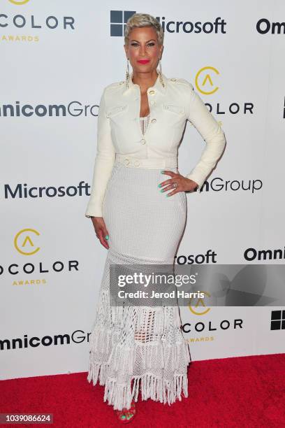 Michele Ghee Thornton arrives at the 12th Annual ADCOLOR Conference And Awards at JW Marriott Los Angeles at L.A. LIVE on September 23, 2018 in Los...