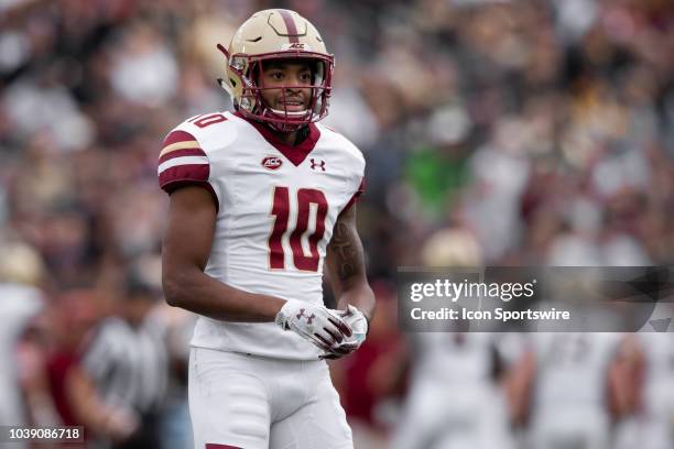 Boston College Eagles quarterback Matt McDonald looks to the sidelines during the college football game between the Purdue Boilermakers and Boston...