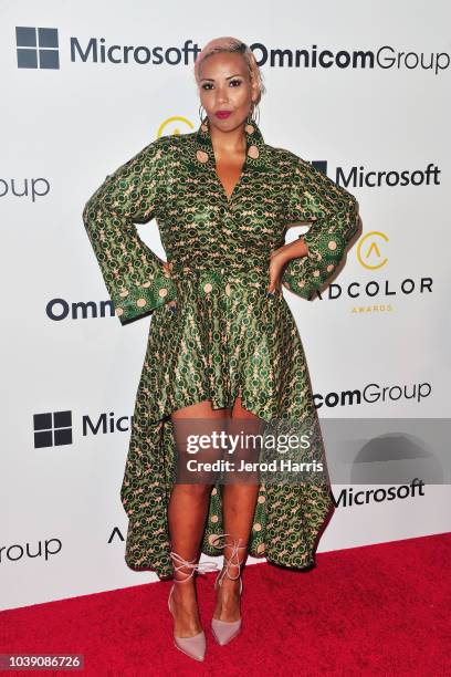 Jamilah Lemieux arrives at the 12th Annual ADCOLOR Conference And Awards at JW Marriott Los Angeles at L.A. LIVE on September 23, 2018 in Los...