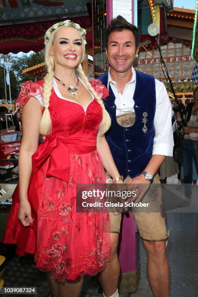 Daniela Katzenberger and her husband Lucas Cordalis during the Oktoberfest 2018 at Theresienwiese on September 23, 2018 in Munich, Germany.