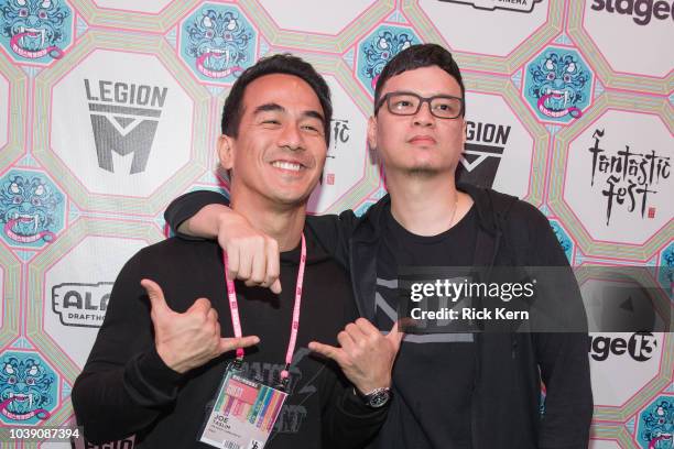 Actor Joe Taslim and director/writer Timo Tjahjanto at the Netflix Films 'The Night Comes for Us' Premiere at Fantastic Fest at the Alamo Drafthouse...