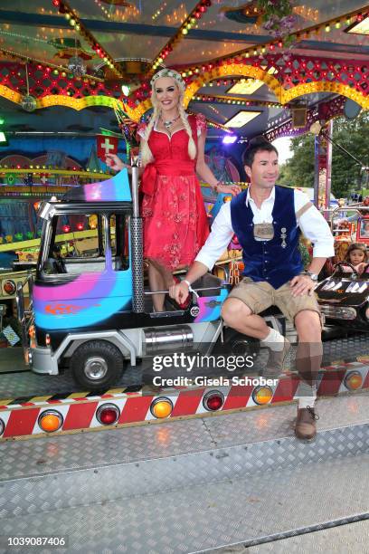 Daniela Katzenberger and her husband Lucas Cordalis during the Oktoberfest 2018 at Theresienwiese on September 23, 2018 in Munich, Germany.