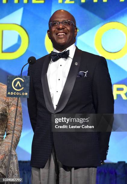 Marc Stephenson Strachan speaks onstage during the 12th Annual ADCOLOR Awards at JW Marriott Los Angeles at L.A. LIVE on September 23, 2018 in Los...