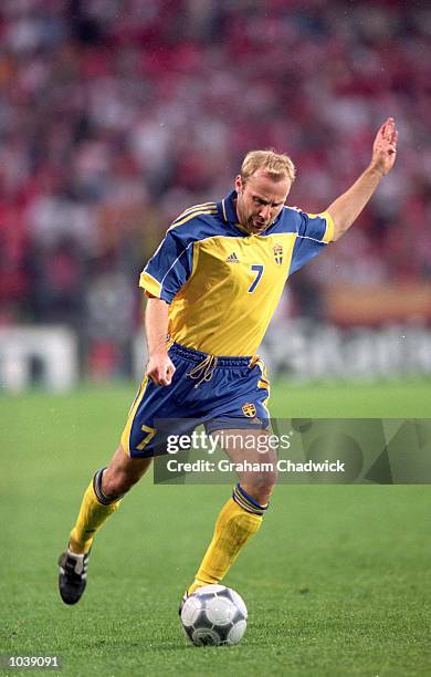 Hakan Mild of Sweden in action during the European Championships 2000 Group Stage against Turkey at the Philips Stadium, Eindhoven, Holland. The game...