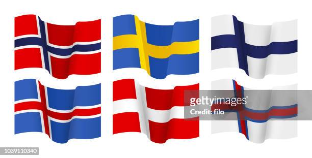 skandinavischen und nordischen länderflaggen - dänemark stock-grafiken, -clipart, -cartoons und -symbole