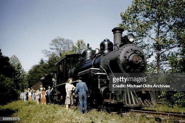 Vintage narrow guage steam engine on the East Tennessee & Western North Carolina railway running the 65 miles between Johnson City, Tennessee and...