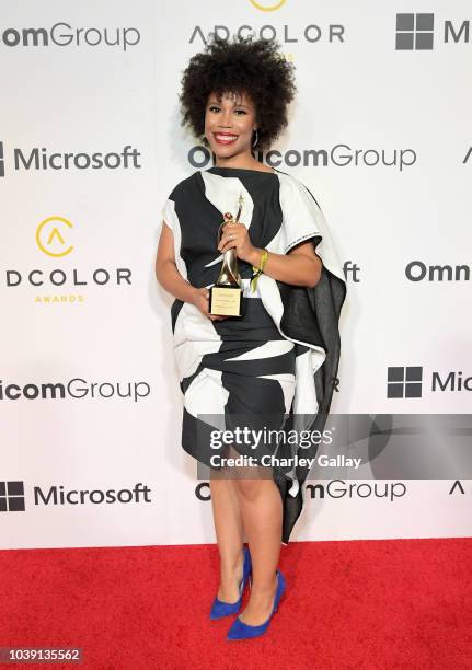 Eunique Jones Gibson, recipient of The Rockstar Award, attends the 12th Annual ADCOLOR Awards at JW Marriott Los Angeles at L.A. LIVE on September...