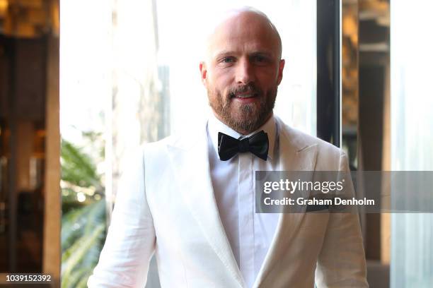 Nathan Jones of the Demons wears M.J. Bale for the 2018 Brownlow Medal at Crown Entertainment Complex on September 24, 2018 in Melbourne, Australia.