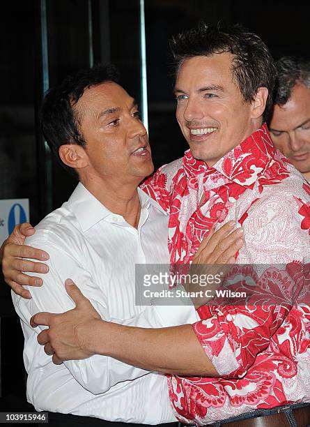 Judge Bruno Tonioli and John Barrowman attend the 'Strictly Come Dancing' Season 8 Launch Show at BBC Television Centre on September 8, 2010 in...