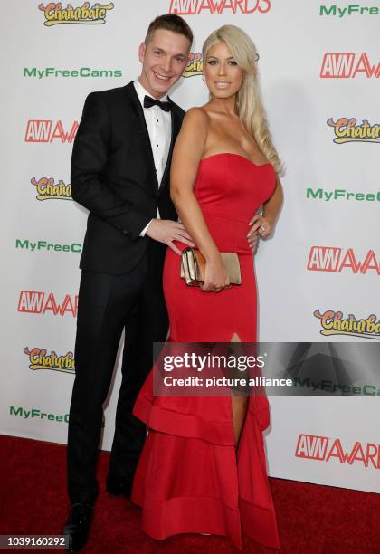 Adult film actors Markus Dupree and Bridgette B attend the Adult Video News Awards, AVN Awards, at Hard Rock Hotel & Casino in Las Vegas, Nevada,...