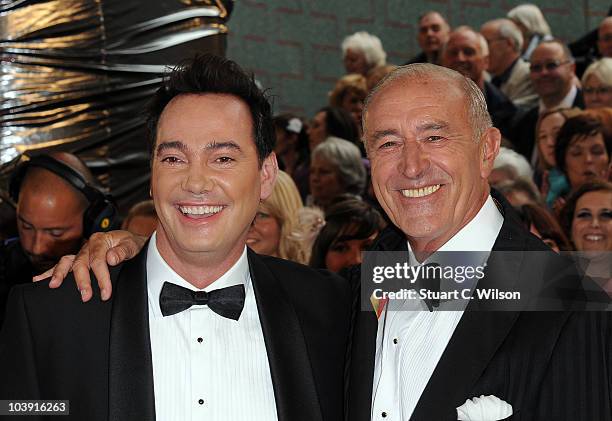 Judges Craig Revel Horwood and Len Goodman attend the 'Strictly Come Dancing' Season 8 Launch Show at BBC Television Centre on September 8, 2010 in...