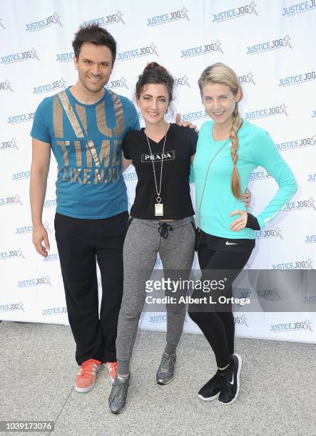 Actor Kash Hovey, actress Amber Martinez and actress/director Kathy Kolla attend the 11th Annual Justice Jog To Benefit Casa LA held on September 23,...