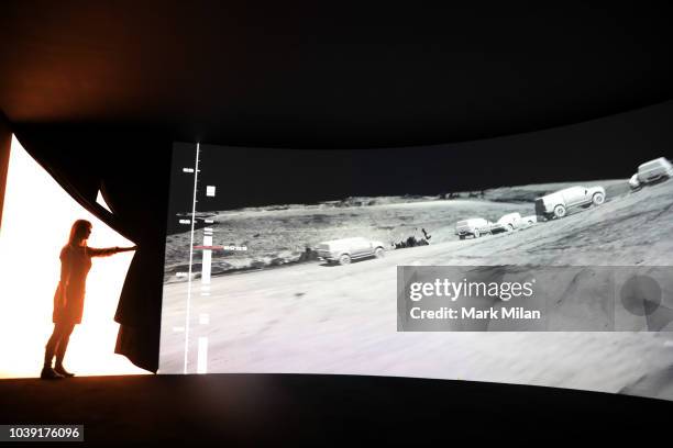 Video piece by artist Forensic Architecture, screens during the Turner Prize 2018 Photocall held at Tate Britian on September 24, 2018 in London,...