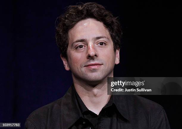 Google Inc. Co-founder Sergey Brin looks on during a question and answer session following the launch of the new Google Instant during a special...