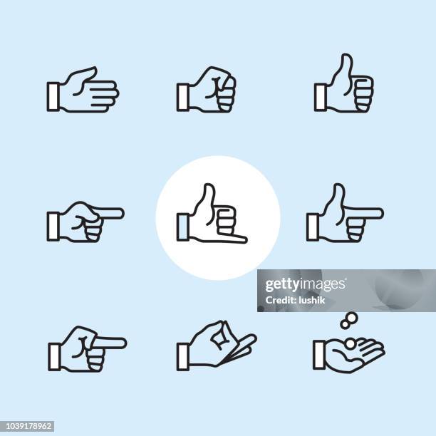 gesture - outline icon set - fist bump stock illustrations