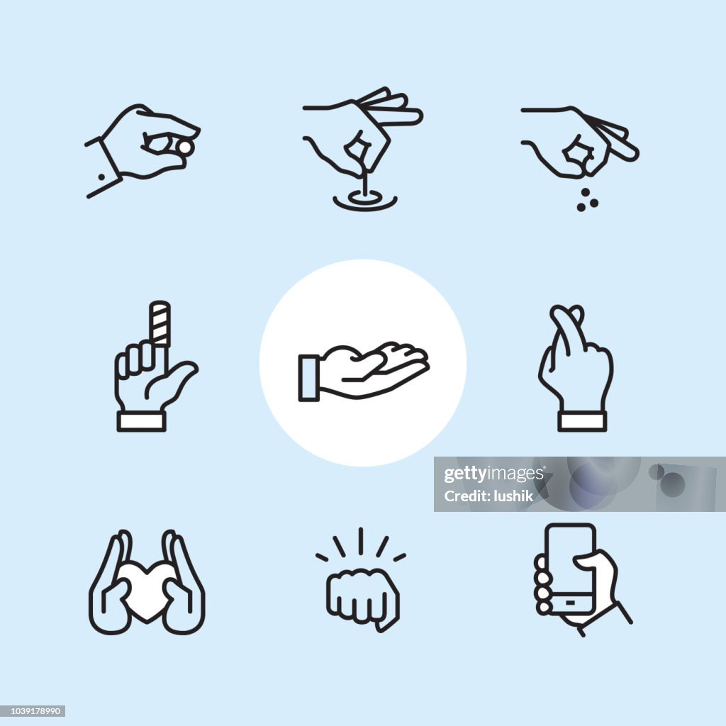 Hand Gestures - outline icon set