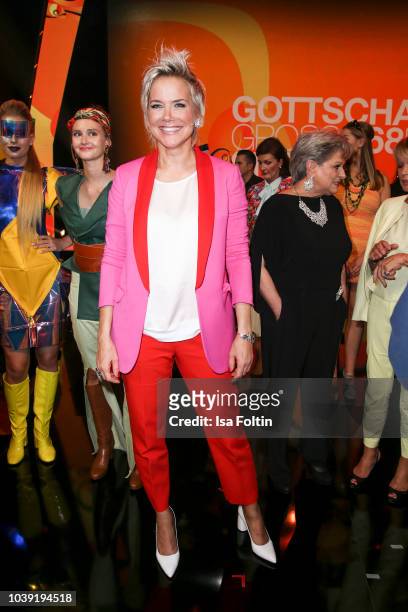 German presenter Inka Bause during the tv show 'Gottschalks grosse 68er Show' on September 6, 2018 in Hamburg, Germany.