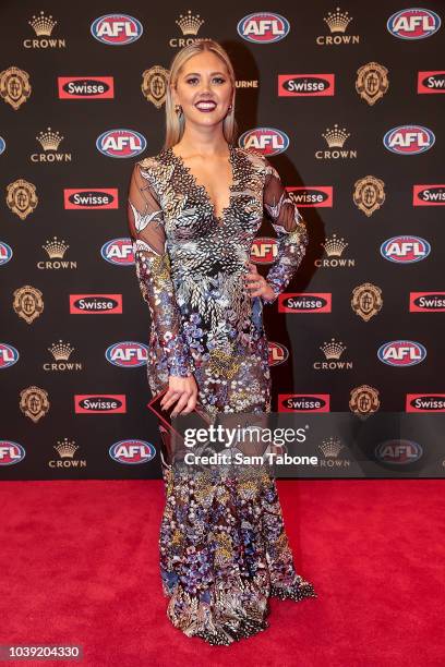 Candice Quinlan attends 2018 Brownlow Medal at Crown Entertainment Complex on September 24, 2018 in Melbourne, Australia.