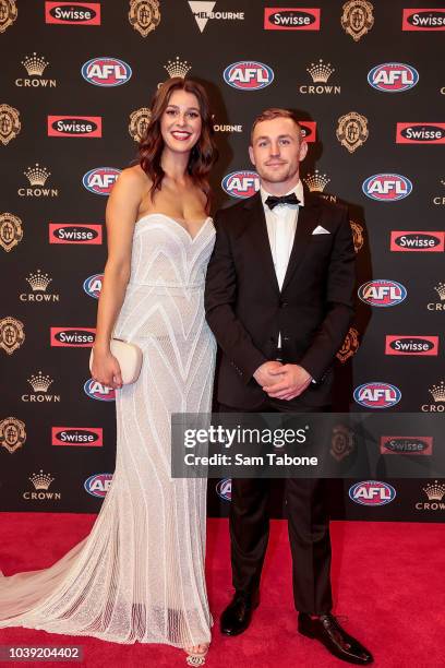 Simone Hickman and Devon Smith attends 2018 Brownlow Medal at Crown Entertainment Complex on September 24, 2018 in Melbourne, Australia.