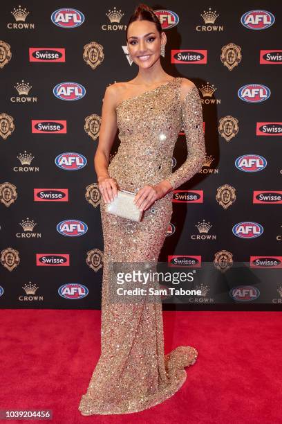 Dani Shreeve and Jack Gunston attends 2018 Brownlow Medal at Crown Entertainment Complex on September 24, 2018 in Melbourne, Australia.