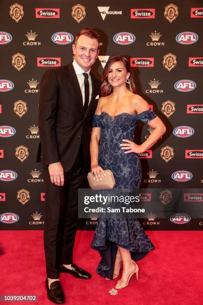 Brendon and Rosie Goddard attends 2018 Brownlow Medal at Crown Entertainment Complex on September 24, 2018 in Melbourne, Australia.