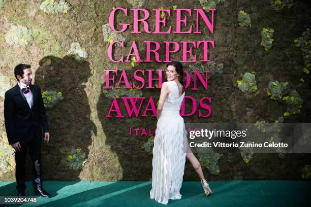 Stefania Spampinato attends the Green Carpet Fashion Awards at Teatro Alla Scala on September 23, 2018 in Milan, Italy.