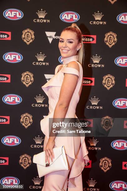 Taylah Wilcox attends 2018 Brownlow Medal at Crown Entertainment Complex on September 24, 2018 in Melbourne, Australia.
