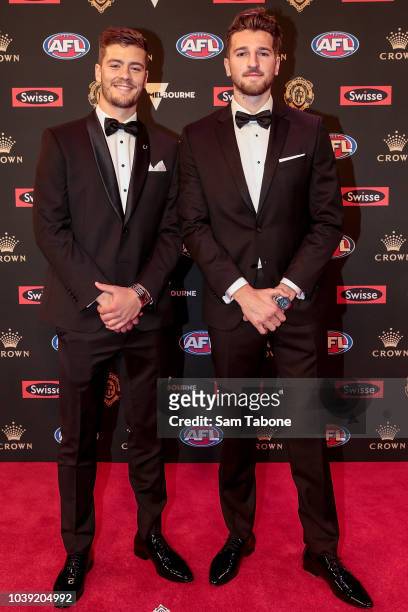 Josh Dunkley and Marcus Bontempelli attends 2018 Brownlow Medal at Crown Entertainment Complex on September 24, 2018 in Melbourne, Australia.